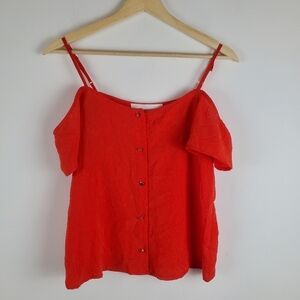 Alice Blue‎ Stitch Fix XSP Red Button up Off the shoulder Blouse